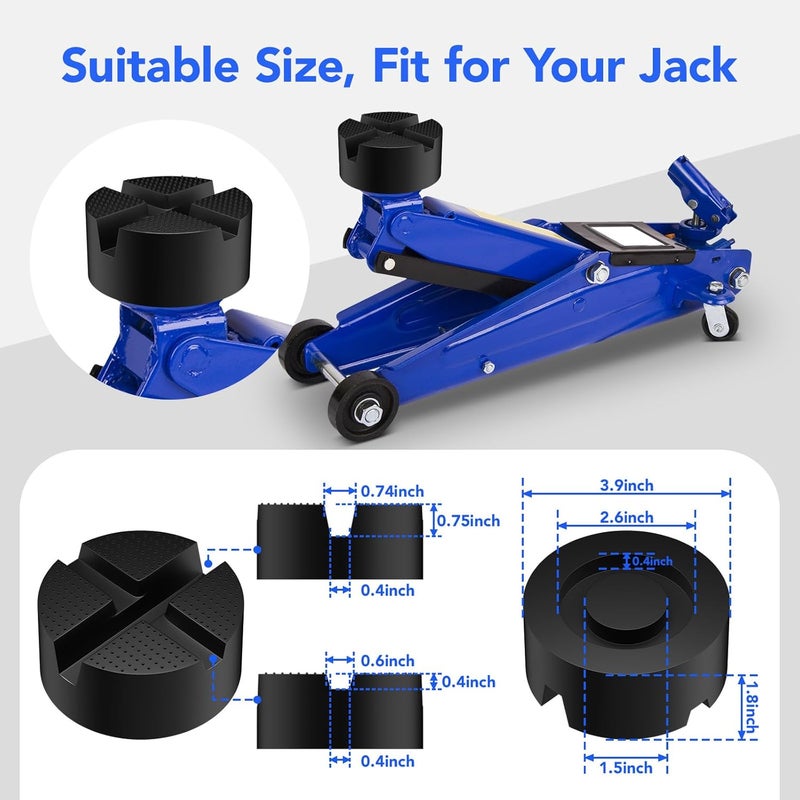 Sworth Upgraded Pinch Weld Jack Pad, Two Depths X-Grooves Floor Jack, Easily Fit Different Cars, Thicker Sturdy and Grippy Rubber Pad to Protect You and Your Car, 3.9 x 3.9 x 1.8 in - Image 5